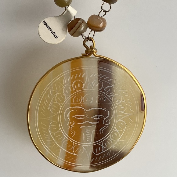 Vintage Genuine Onyx Handcrafted sundisk statement necklace - Picture 2 of 10